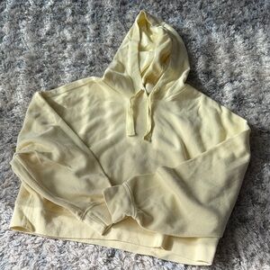 Yellow Hooded Crop Sweatshirt